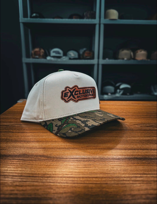 Exclusive 5 Panel Sandstone body Mossy oak greanleaf bill snapback